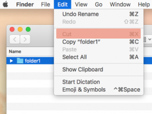 Edit menu of Finder window